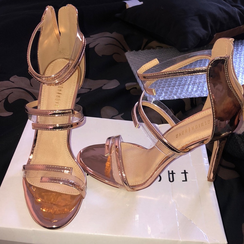 Brand new size 9 rose gold strappy heels